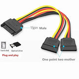 HAYSENSER SATA 15 PIN MALE TO 2X15  PIN FEMALE 20CM CABLE